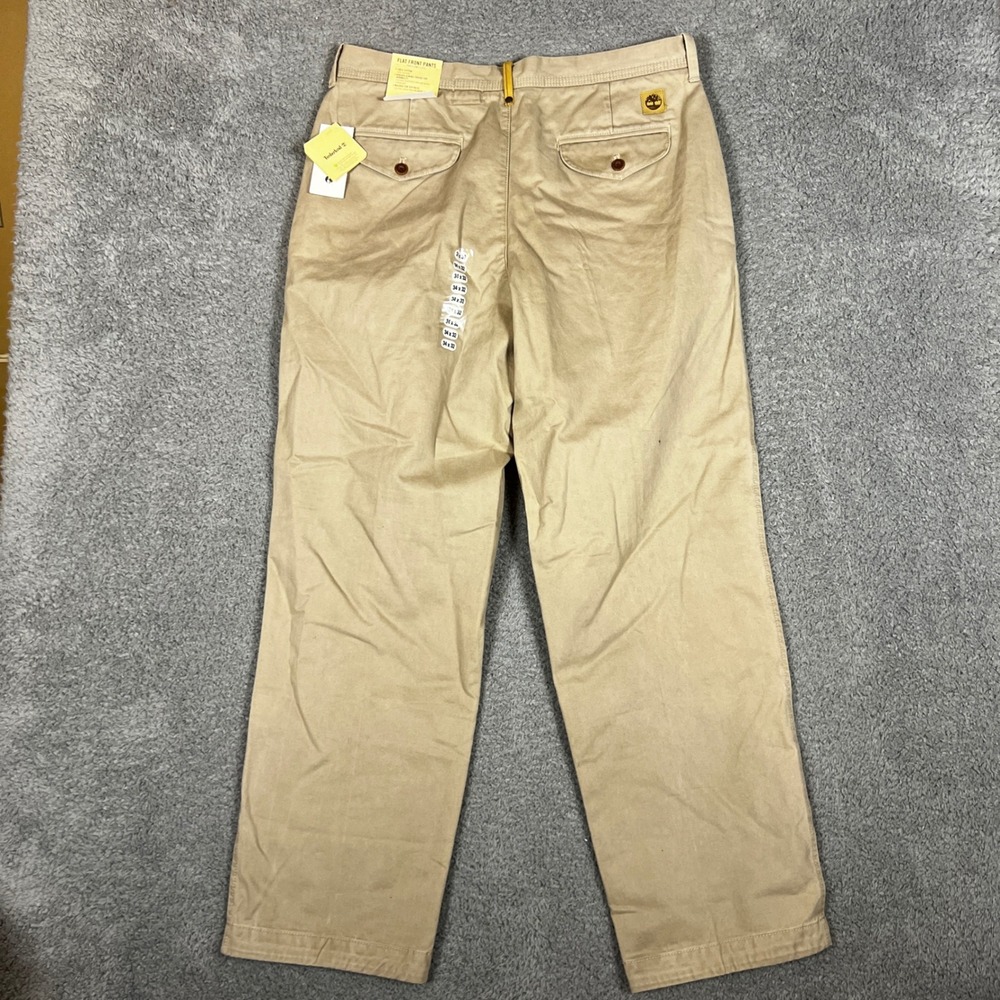 Timberland Chino Pants Mens 34x32 Khaki Straight Fit Casual Stretch New - Picture 4 of 10